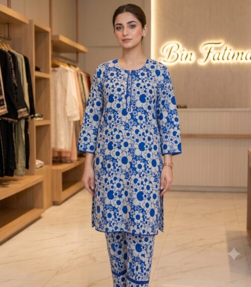 Azure Bloom Printed 2-Piece Kurta & Trouser Set