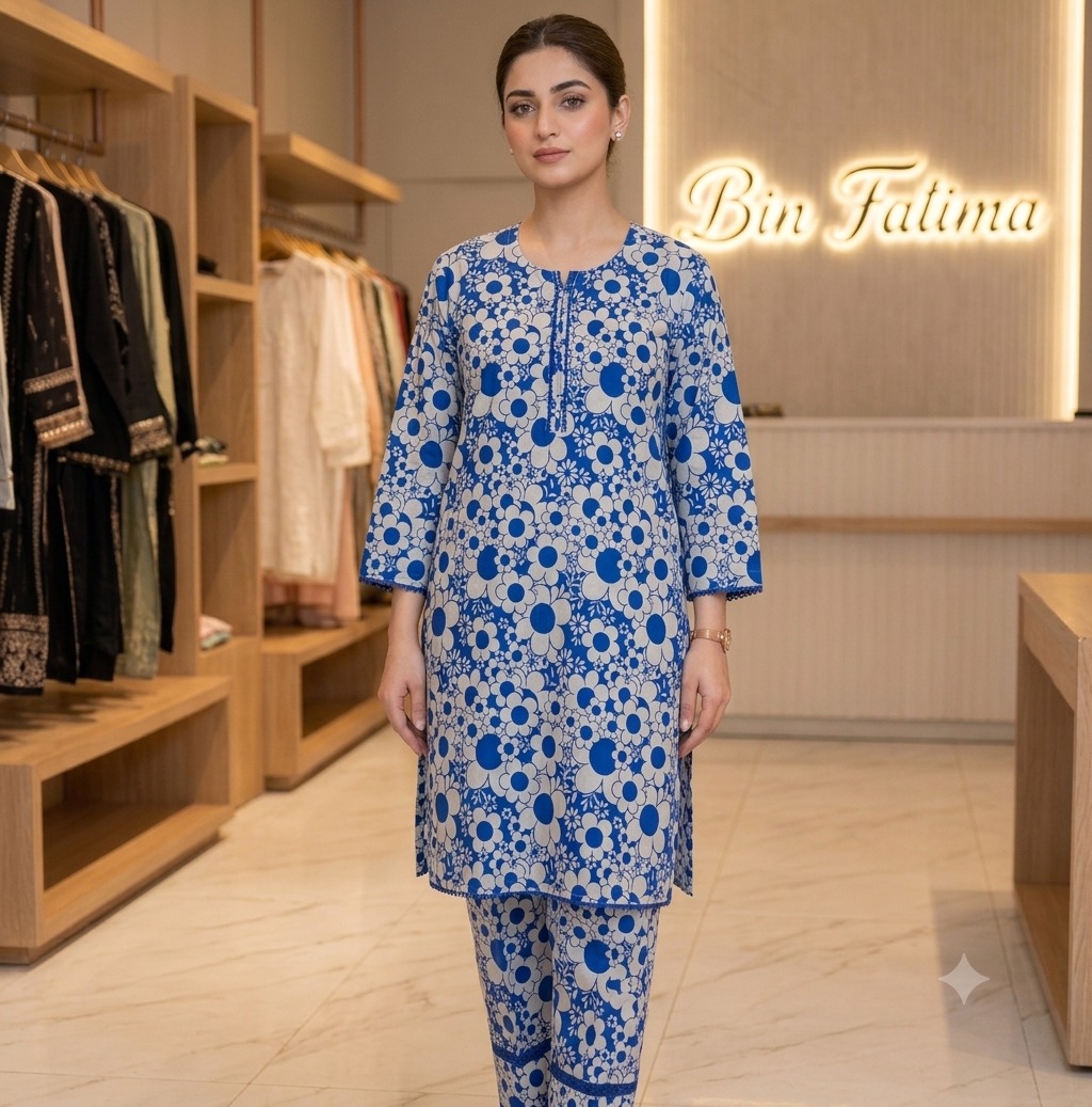 Azure Bloom Printed 2-Piece Kurta & Trouser Set