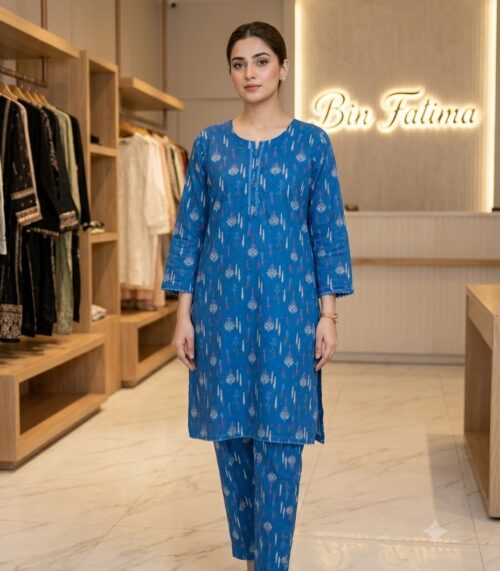 Blue Blossom Printed 2-Piece Kurta & Trouser Set