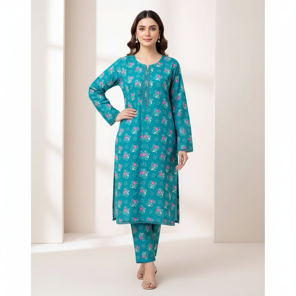 Blue Paisley Grace Lawn Suit