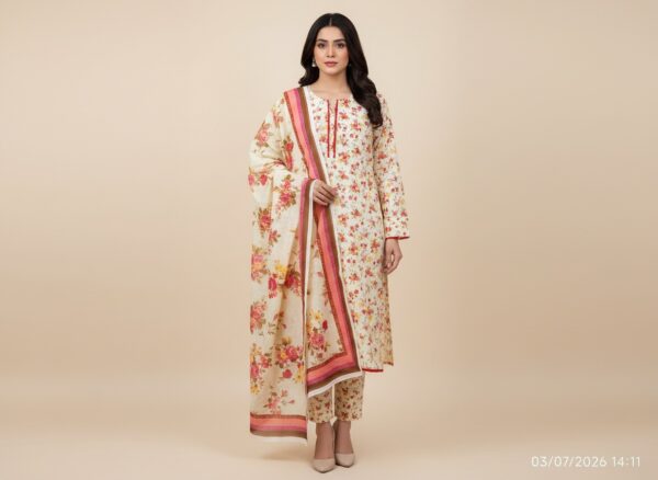 CREAM & PINK FLORAL PRINT SUIT