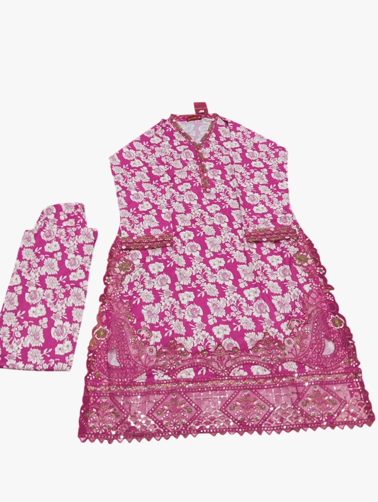 Embroidered Floral Kurta Trouser