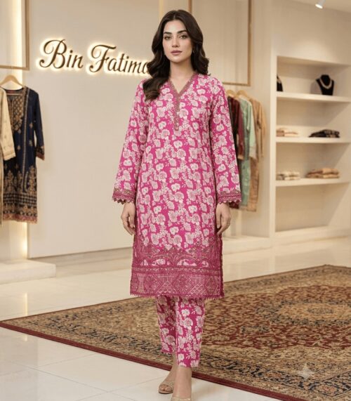 Embroidered Floral Kurta Trouser