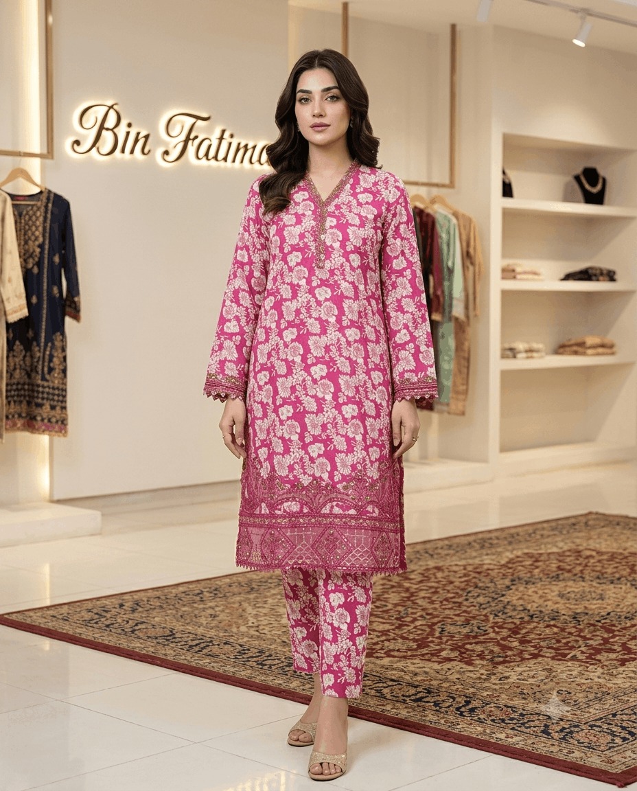 Embroidered Floral Kurta Trouser