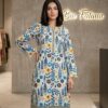 Floral Printed 2-Piece Lawn Suit Ivory White, Blue & Mustard