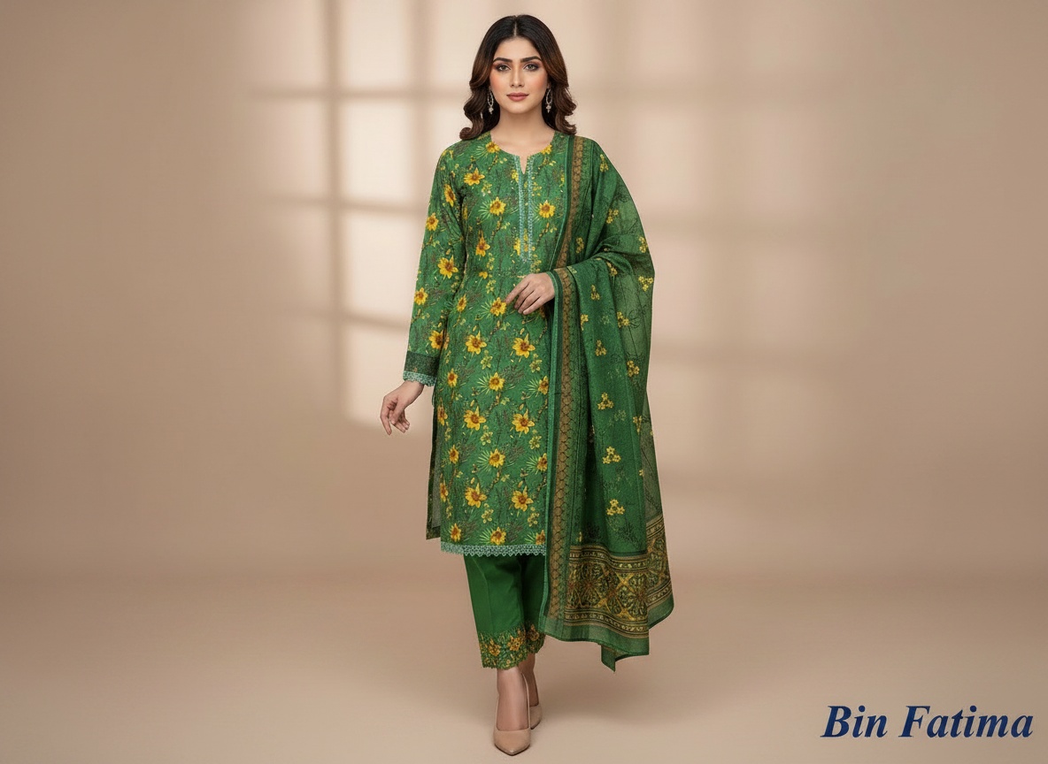 GREEN & YELLOW FLORAL PRINT SUIT