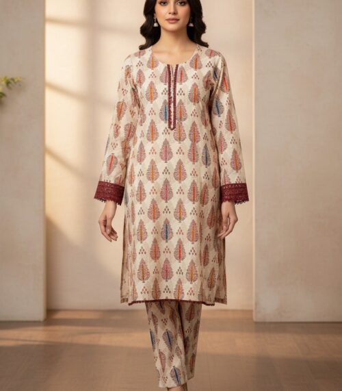 Ivory Printed Lawn