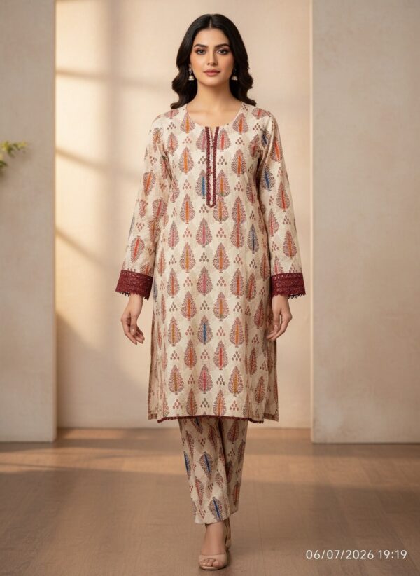 Ivory Printed Lawn