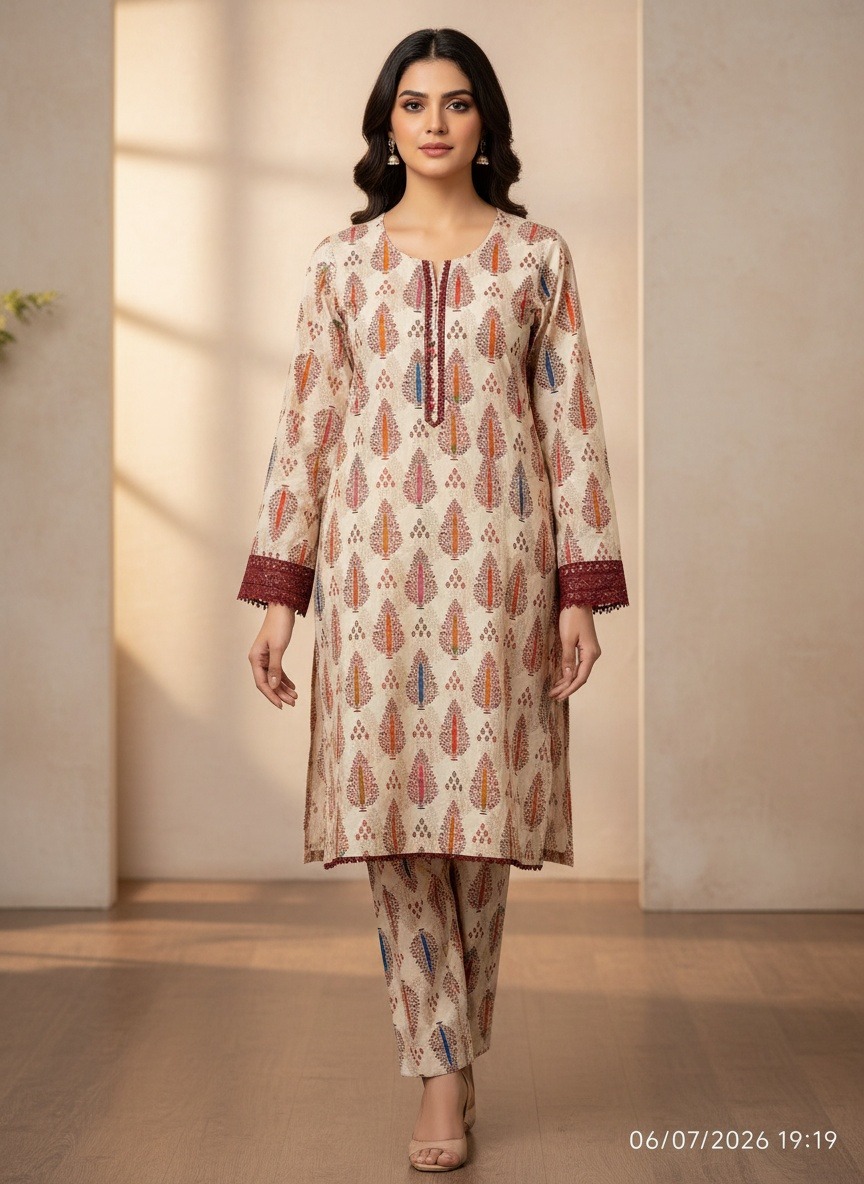 Ivory Printed Lawn