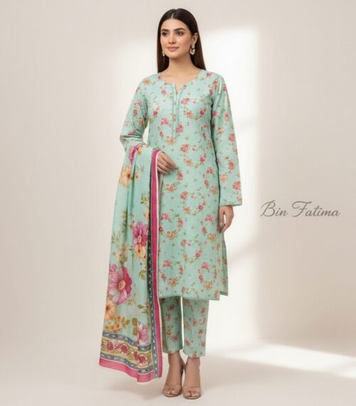 LIGHT GREEN & PINK FLORAL PRINT SUIT