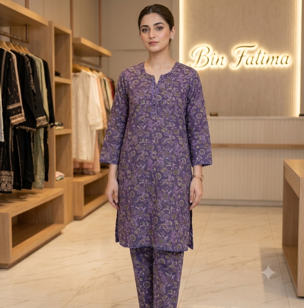 Lavender Meadow Printed 2-Piece Kurta & Trouser Set