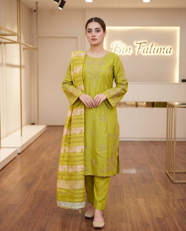 Lime Green Embroidery – Three Piece 2