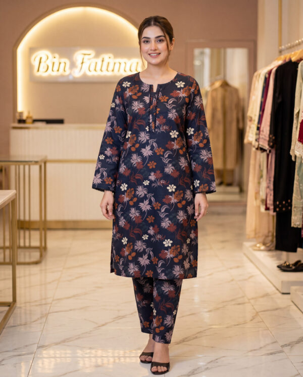 Midnight Bloom Lawn Suit (Navy floral)