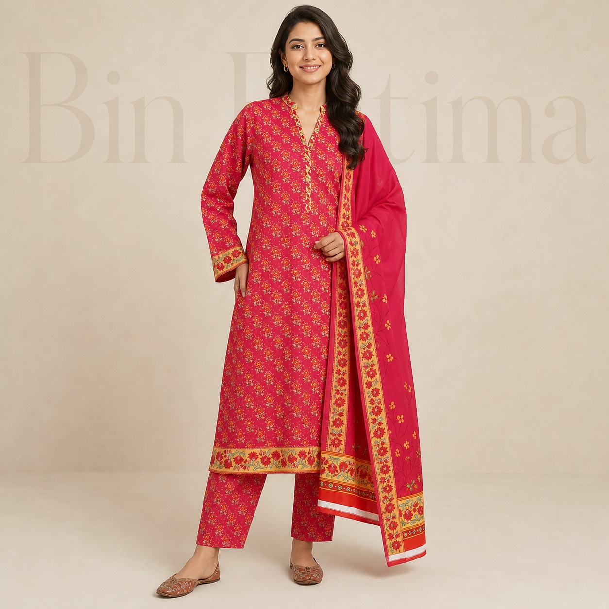 PINK & YELLOW FLORAL PRINT SUIT