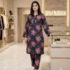 Printed 2-Piece Lawn Suit Charcoal Black & Pink
