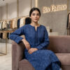 Printed 2-Piece Lawn Suit Navy Blue