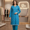 Printed 2-Piece Lawn Suit Turquoise Blue