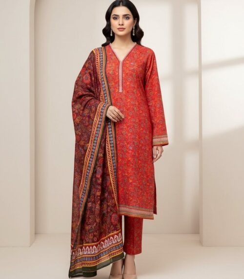 RED & MAROON PRINT SUIT