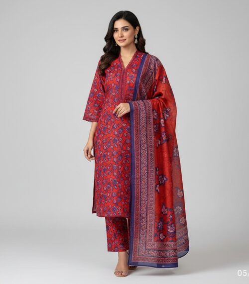RED & NAVY FLORAL PRINT SUIT