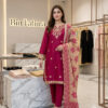 Red Three Piece suit with Farshi Shalwar