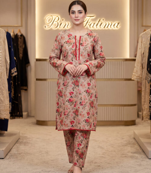 Rose Garden Lawn Suit (Beige with rose print)