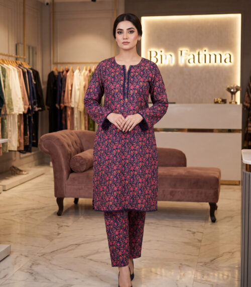 Ruby Vine Lawn Suit (Maroon floral