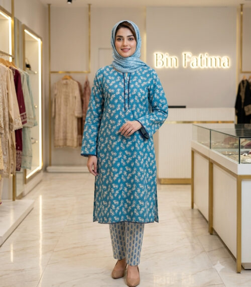 Sky Blue Aqua Blue (Sky blue with white floral print)