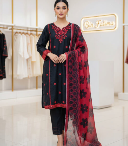 Three Piece Short Length with Farshi Shalwar