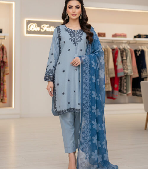 Three Piece Suit with Farshi Shalwar