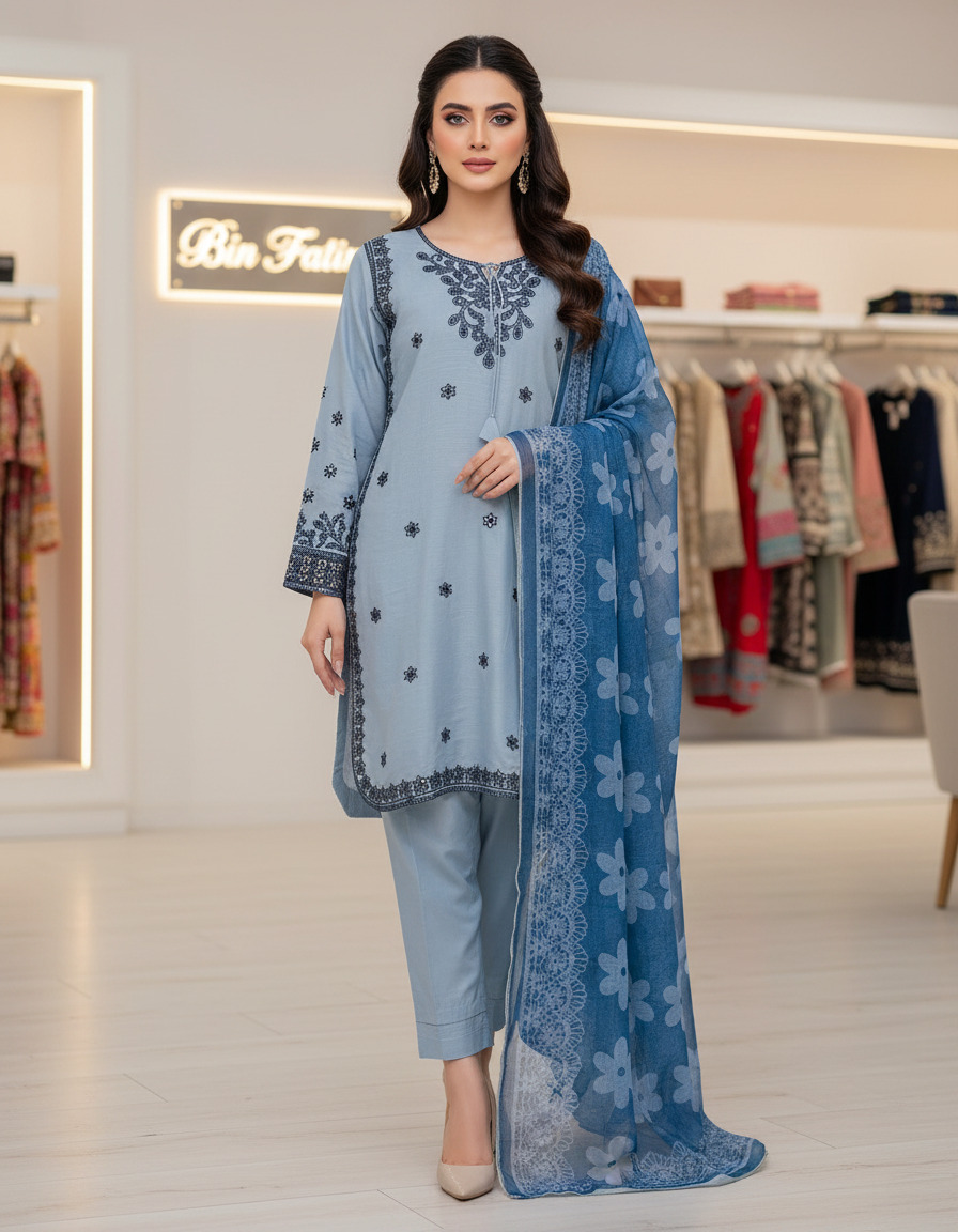 Three Piece Suit with Farshi Shalwar