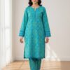 Turquoise Geometric Print Kurta Trouser