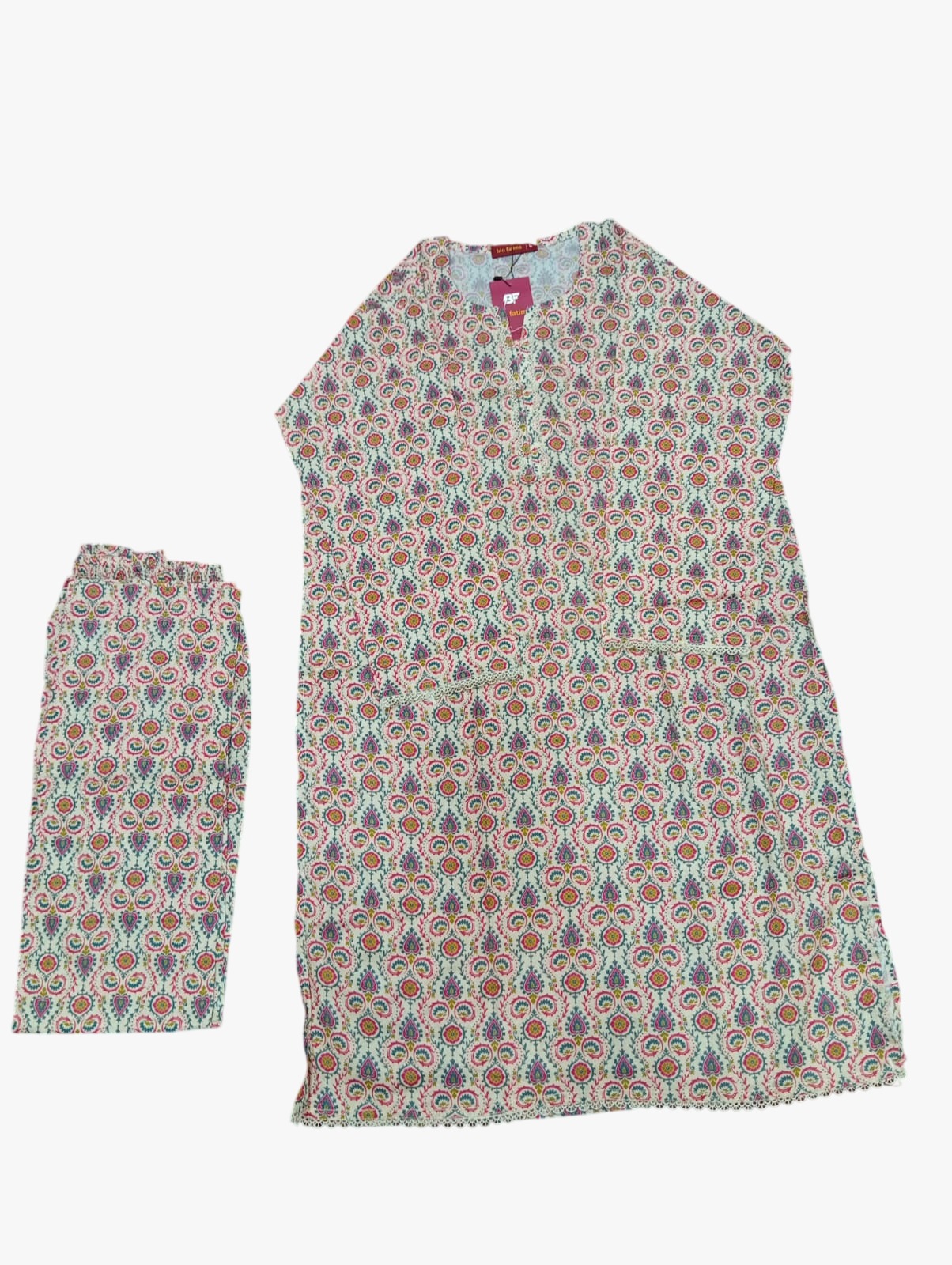 White Printed 2-Piece Kurta & Trouser Set 2