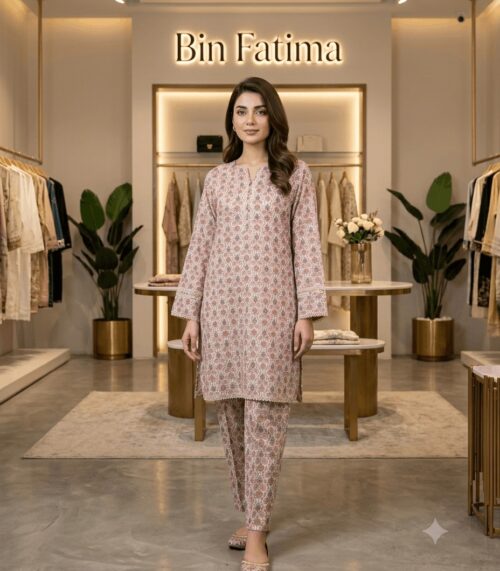 White Printed 2-Piece Kurta & Trouser Set