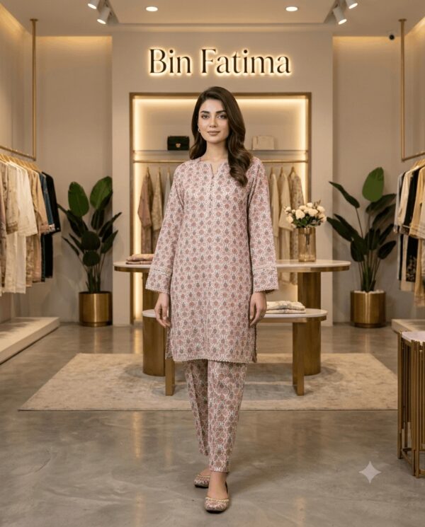 White Printed 2-Piece Kurta & Trouser Set