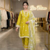 Yellow Three Piece suit with Farshi Shalwar